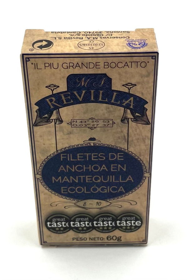 Filets d'anchois au beurre bio - M.A. Revilla - enboite.ch