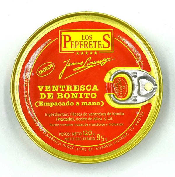 Morceaux de ventrèche de thon blanc à l'huile d'olive - Los Peperetes - enboite.ch