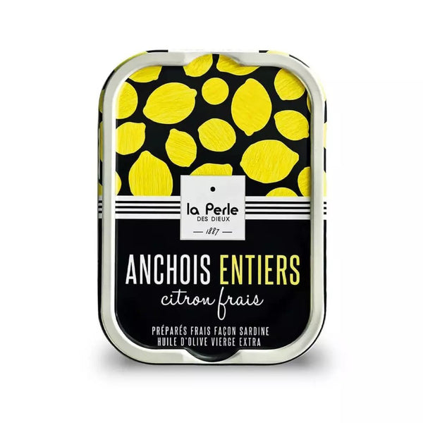Anchois à l'huile d'olive vierge extra et citron frais - La Perle des dieux - enboite.ch