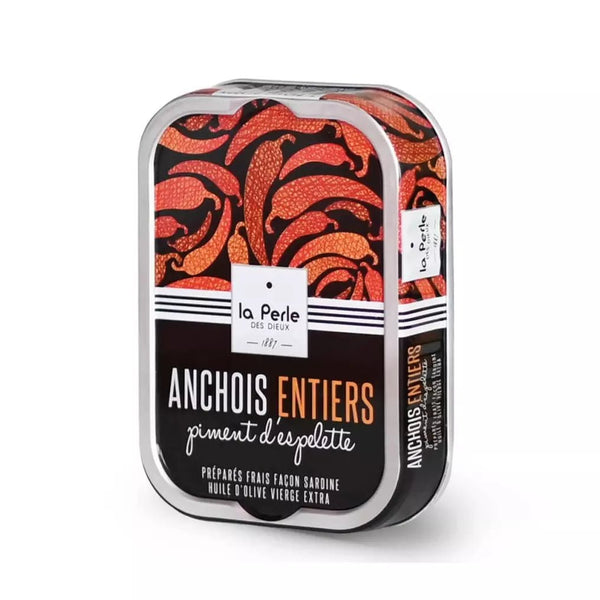 Anchois à l'huile d'olive vierge extra et piment d'Espelette - La Perle des dieux - enboite.ch