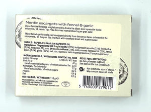 Escargots à l'huile de colza, fenouil et ail - Danske Frilandssnegle - enboite.ch