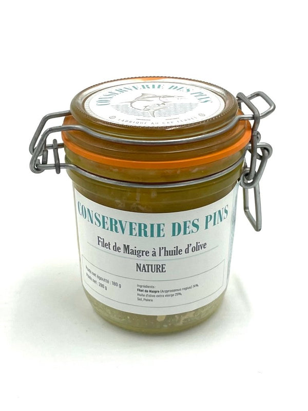 Filet de maigre à l'huile d'olive - Conserverie des Pins - enboite.ch