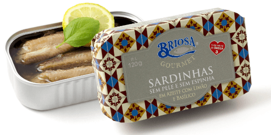 Filets de sardines à l'huile d'olive, citron et basilic - Briosa - enboite.ch