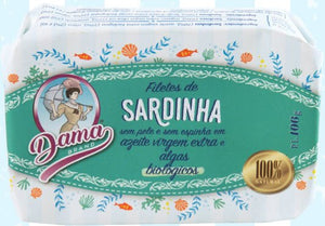 Filets de sardines à l'huile d'olive extra vierge et algues bio - Dama - enboite.ch