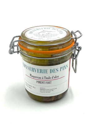 Maquereaux à l'huile d'olive et piment fort - Conserverie des Pins - enboite.ch