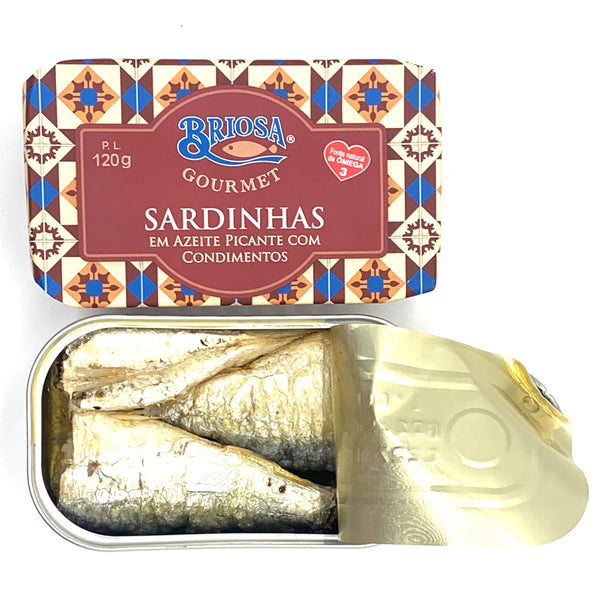 Sardines à l'huile d'olive pimentée avec épices - Briosa - enboite.ch