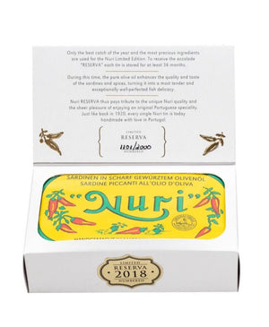 Sardines à l’huile d’olive, réserve spéciale millésime 2018 - Nuri - enboite.ch