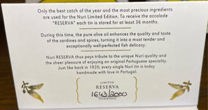 Sardines à l’huile d’olive, réserve spéciale millésime 2018 - Nuri - enboite.ch