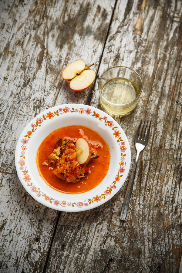 Thon à la sagarnoa, aux pommes et poivrons, bio - Jean de Luz - enboite.ch